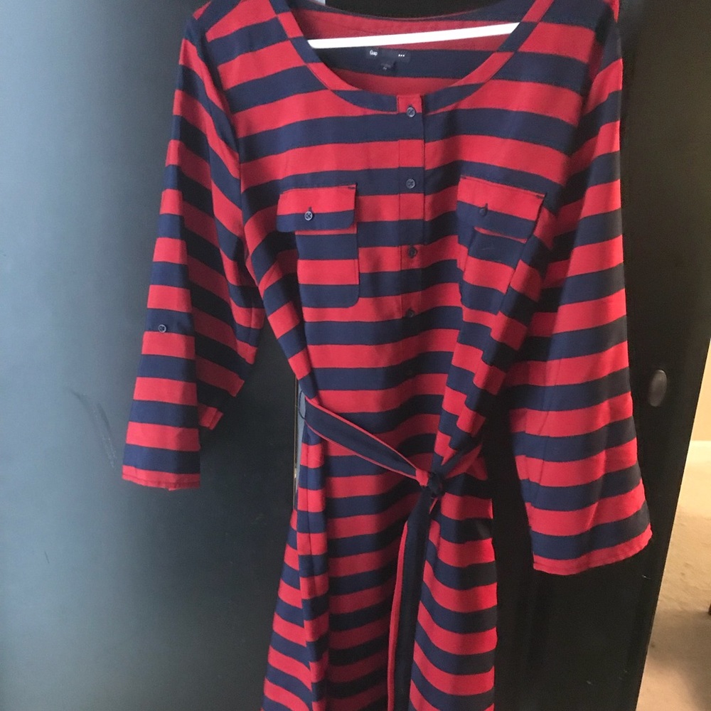Red and navy Gap striped dress